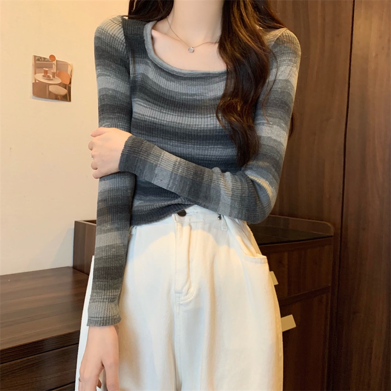 Áo sweater SUXI dệt kim tay dài dáng ôm dễ phối đồ thời trang mùa thu cho nữ