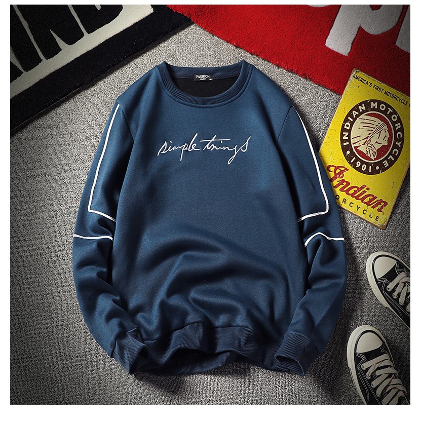 Áo thun tay dài sweater nam  nữ form rộng hàn quốc cổ và tay áo may bo viền - ATDC01