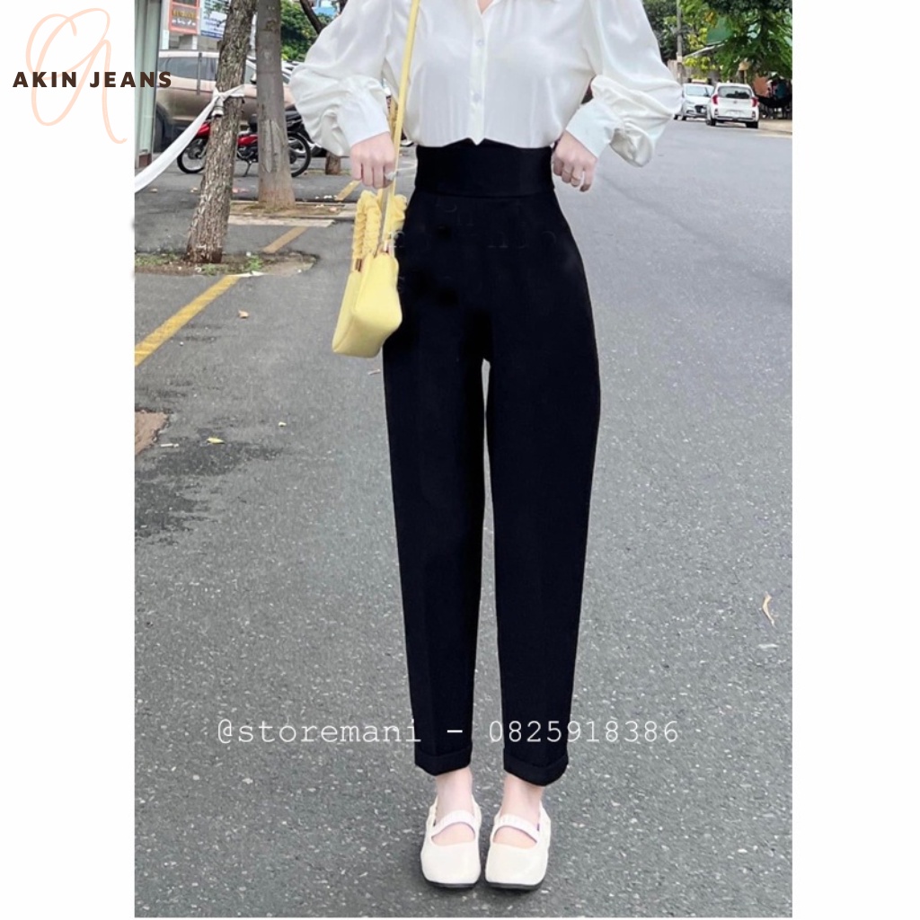 Quần Baggy Cạp Cao Akin Jeans Quần Tây Nữ Cạp V Khóa Sau Lưng Chất Vải Ruby Cao Cấp, Siêu Tôn Dáng, Bgcv