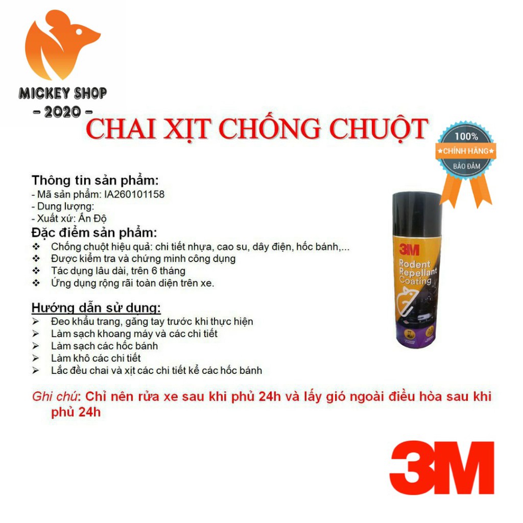 [CHUỘT] Chai Xịt Phủ Chống Chuột Xe Ô Tô 3M Rodent Repellant Coating 89797 (250gr)