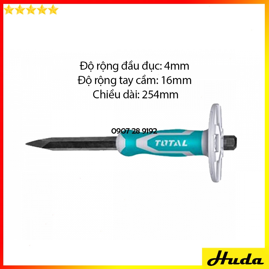 Đục bê tông đầu nhọn 4mm độ rộng tay cầm 16-19mm chiều dài 254-305mm Total Ingco chất liệu cứng cáp bền bỉ