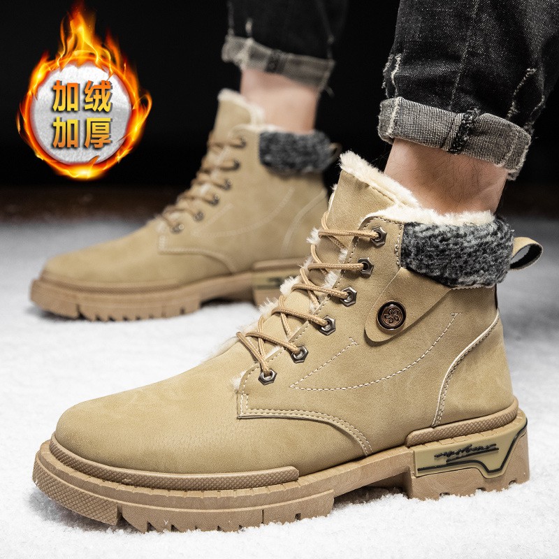 Giày Bốt Martin Lót Nhung Cotton Giữ Ấm Phong Cách Hàn Quốc Thời Trang Mùa Đông Cho Nam 2021 | BigBuy360 - bigbuy360.vn