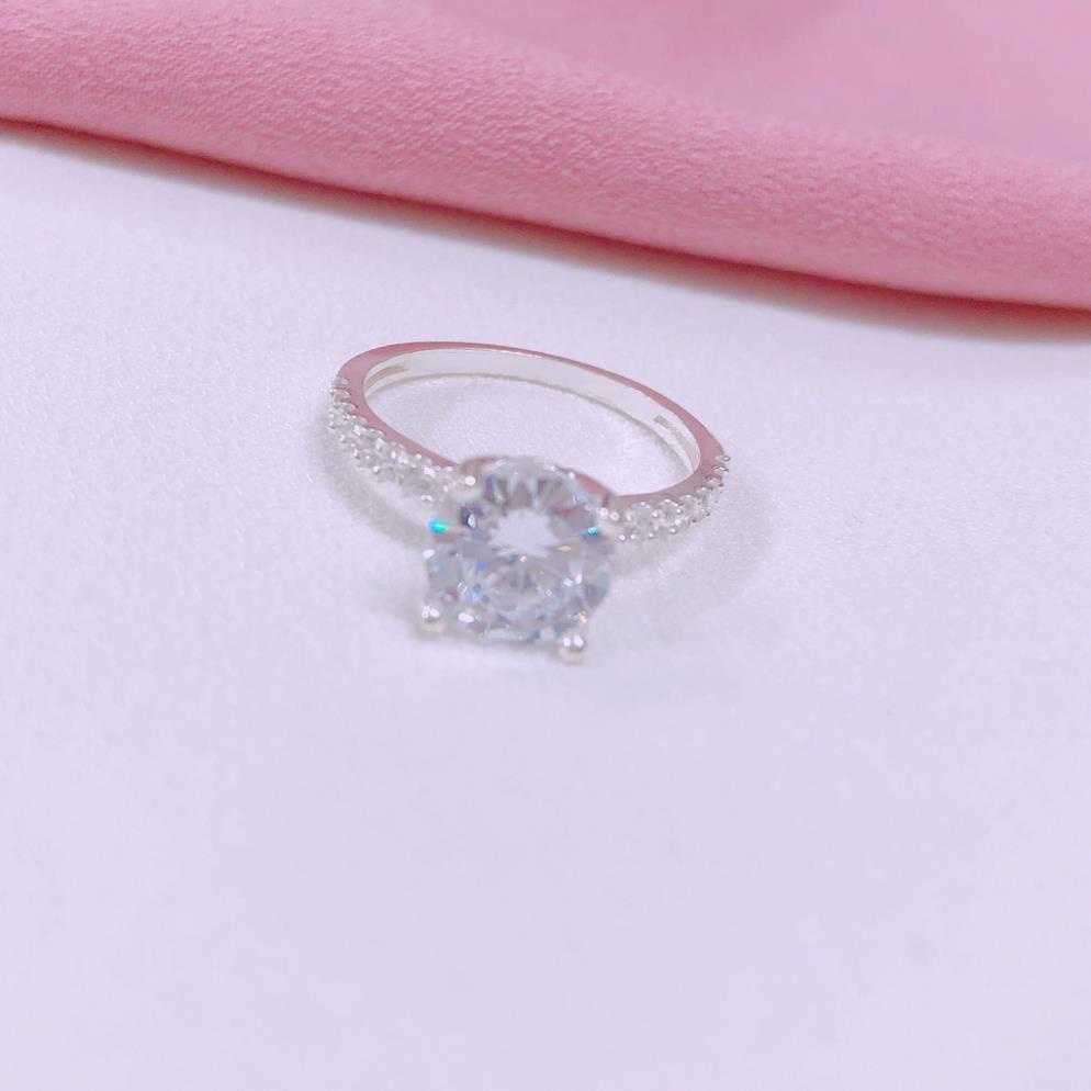 Nhẫn nữ bạc ta đá chủ 8ly sáng đẹp _bạc kim hưng