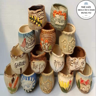 Chậu gốm sứ kích thước 6-8 cm.