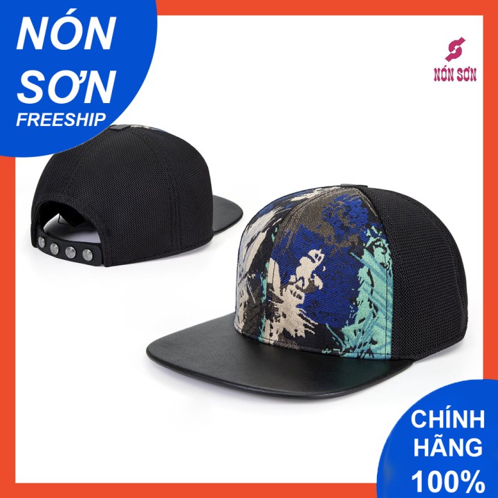 Nón Sơn Snapback trắng xanh mỏ ngang bằng phong cách hip hop / Nón Snapback Nón Sơn chính hãng