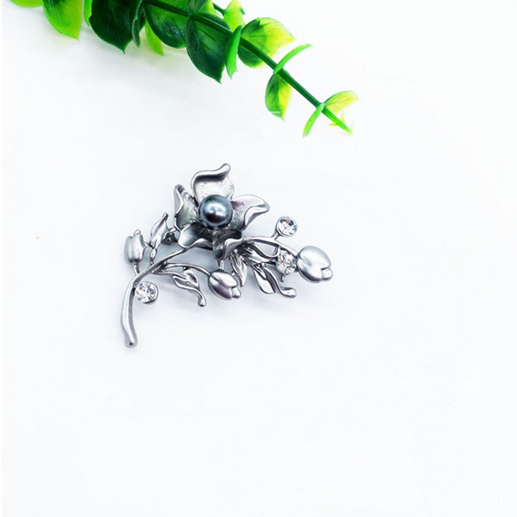 Ghim cài áo hình cành hoa đính đá thời trang