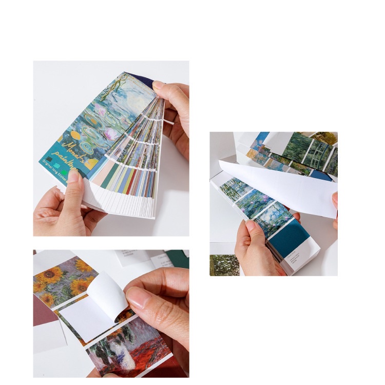 Bộ 30 Sticker Dải Bookmark Nghệ Thuật Van Gogh, Monet, Picasso, Nhật Bản Kèm Bảng Màu Trang Trí Sổ Vở Bujo