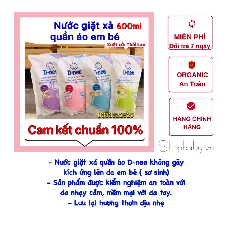 Nước giặt quần áo em bé sơ sinh D-nee, dnee newborn 2in1 chuẩn Thái Lan