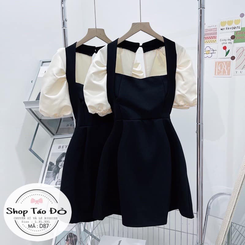 (TÁO ĐỎ BIGSIZE 55-90KG) Đầm Kiểu Phối Tay Bồng D87 ( ảnh thật shop chụp 100%) 🍎🍎🍎