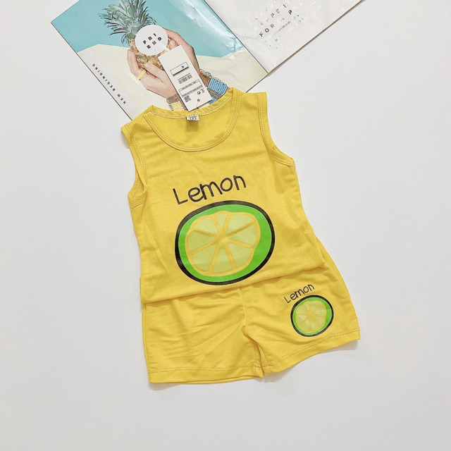 BỘ BA LỖ lemon COTTON GIẤY MỀM MÁT CHO BÉ