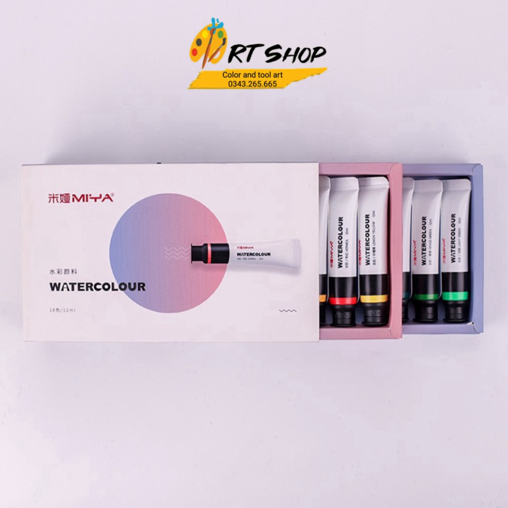 Bộ màu Nước 12/18 MIYA Himi dạng Tuýp (12ml) - ART SHOP