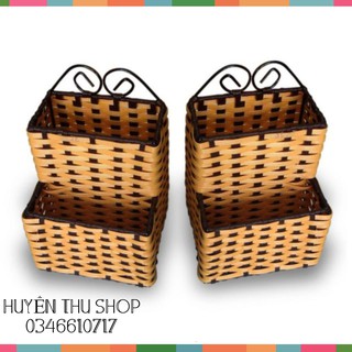 Ống đũa nhựa giả mây 2 ngăn