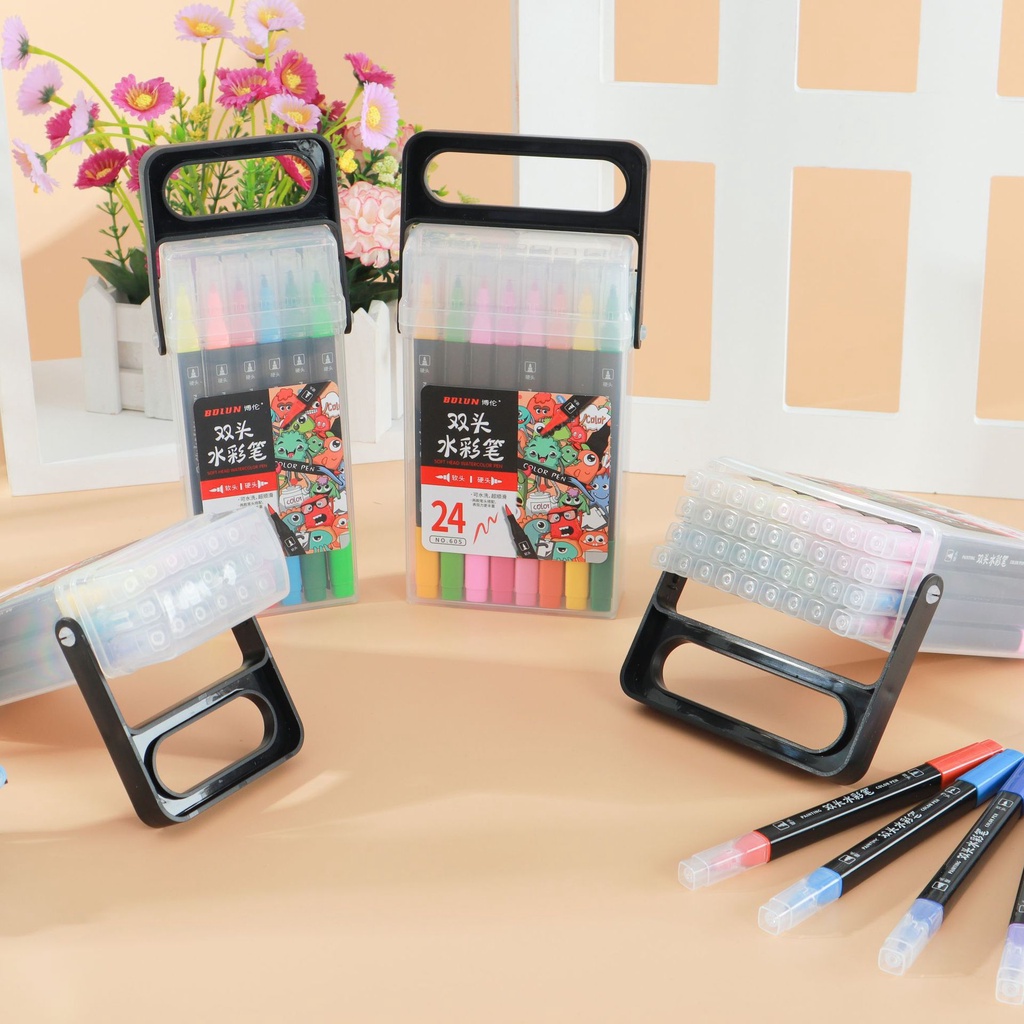 Bộ bút màu nước 2 đầu siêu xinh dùng để vẽ , tô màu , highlight, Chất liệu an toàn cho người sử dụng.