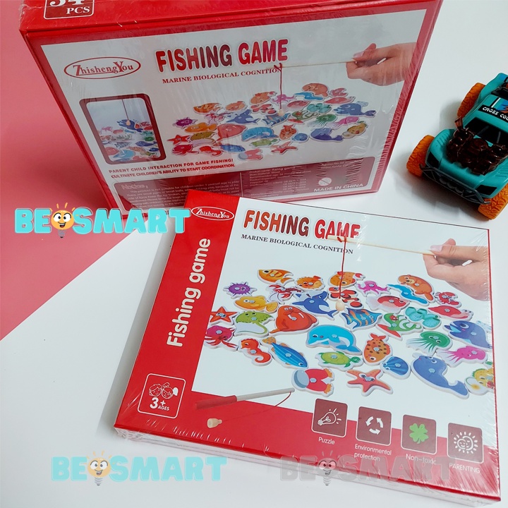 Đồ Chơi Câu Cá Bằng Gỗ 34 Sinh Vật Biển Có Nam Châm Cho Bé 2 3 4 Tuổi Phát Triển Vận Động - BEOSMART