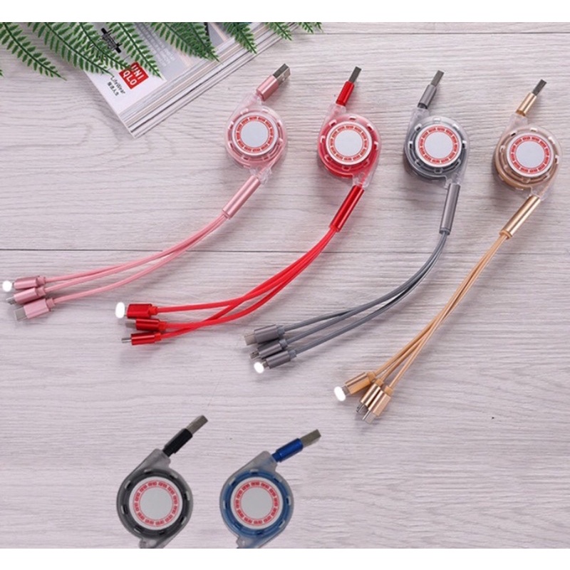 Dây Cáp Sạc 3 Đầu Đa Năng Dây Rút