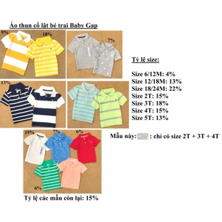 Combo áo thun cổ lật Baby Gap bé trai