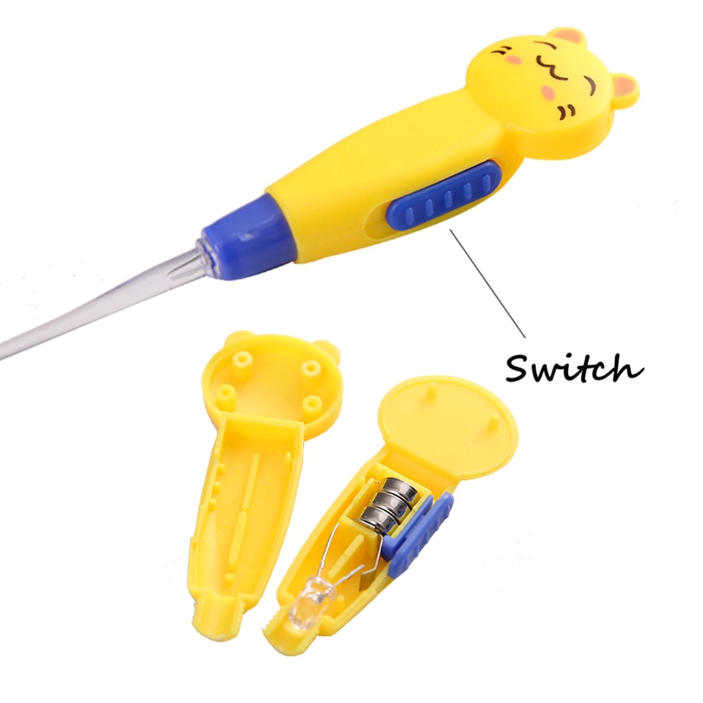1 Bộ Dụng Cụ Vệ Sinh Tai Có Đèn LED Hình Hoạt Hình Ngẫu Nhiên