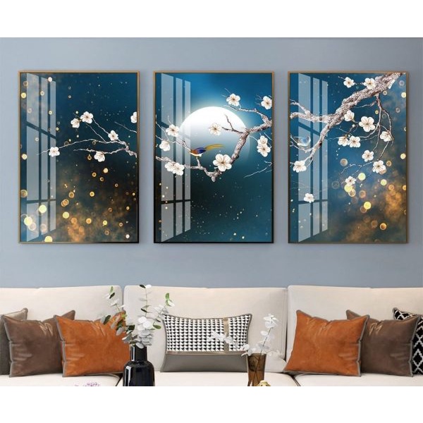 Bộ 3 tranh hiện đại bắc âu, tranh tráng gương, treo phòng khách, phòng ngủ, phòng ăn, xưởng tranh BA2467