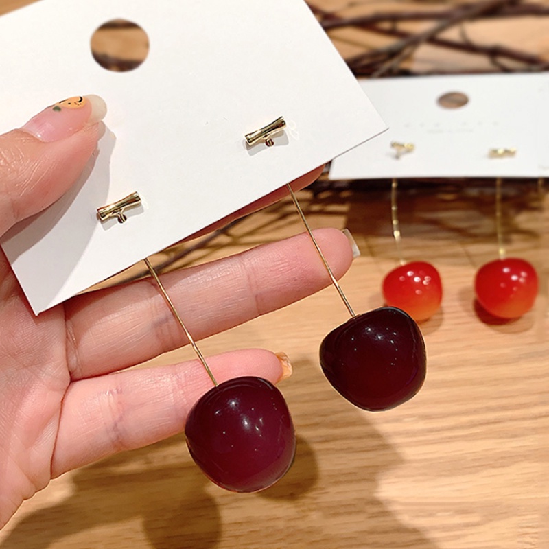 1 Đôi Bông Tai Hình Quả Cherry Đính Đá Phong Cách Hàn Quốc Cổ Điển Thanh Lịch Dành Cho Nữ