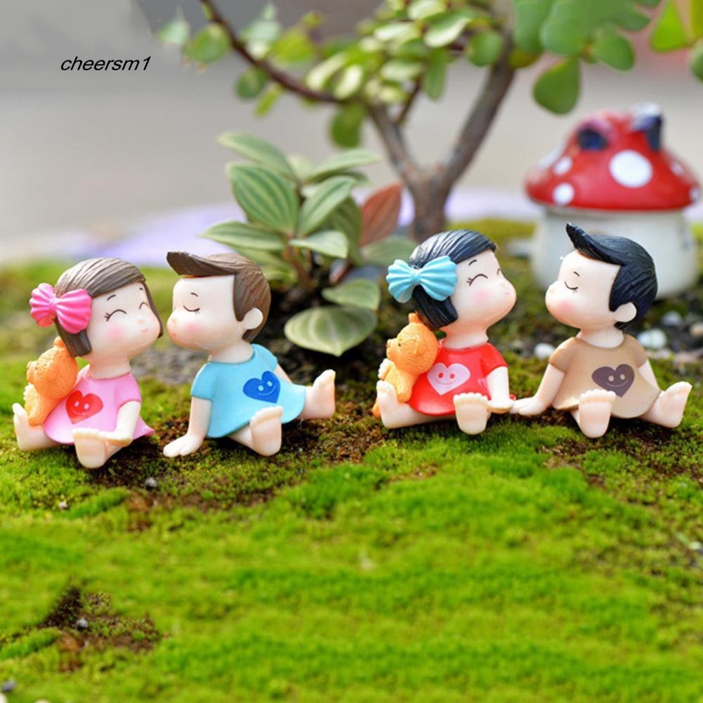Set 2 tượng mô hình bé trai và bé gái mini dễ thương