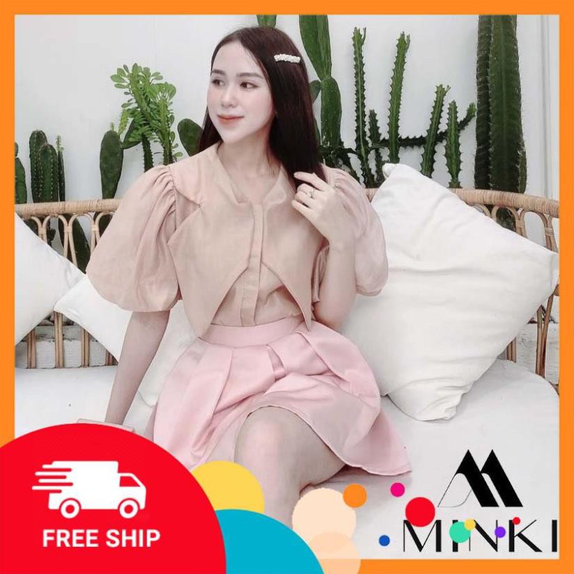[SALE_MẠNH_50%] [ HÀNG THIẾT KẾ] SET ÁO CỔ NHỌN VÀ CHÂN VÁY XẾP LY - CHẤT LIỆU TƠ CAO CẤP - MÀU HỒNG [SIÊU PHẨM] | BigBuy360 - bigbuy360.vn