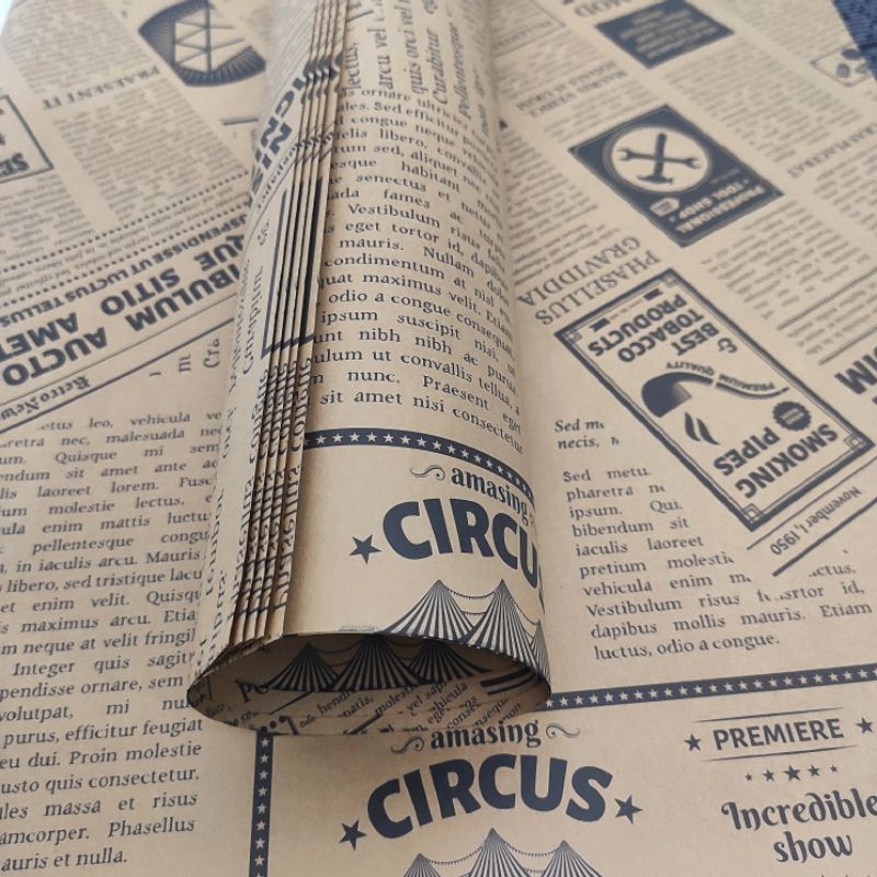 Cuộn 10 tờ GIẤY GÓI QUÀ (50x70cm) mẫu BÁO Vintage chất liệu giấy Kraft dày dặn