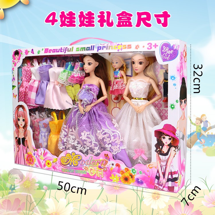ăn mặc hello barbie búp bê set hộp quà cô gái công chúa trẻ em chơi nhà đồ biệt thự shop