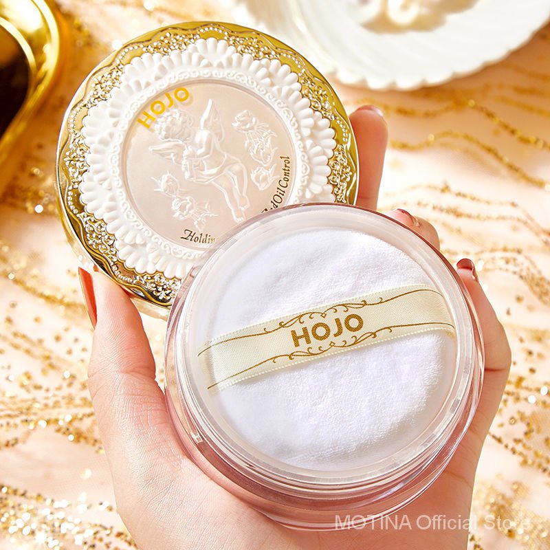 Phấn phủ HOJO dạng bột kiềm dầu che khuyết điểm không thấm nước và mồ hôi kèm mút tán