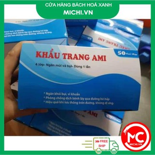 [GIÁ SỐC] Hộp Khẩu Trang Y Tế 4 Lớp AMI Hộp 50 Chiếc,Kháng Khuẩn- Ngăn Ngừa Khói Bụi Có Hại.[HÀNG CÓ SẴN]