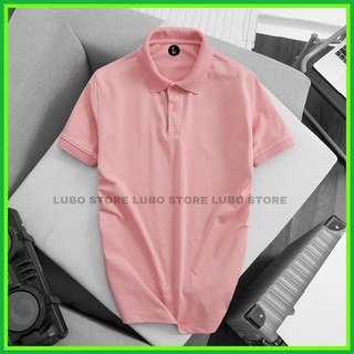 Áo thun nam cổ trụ polo trơn màu hồng