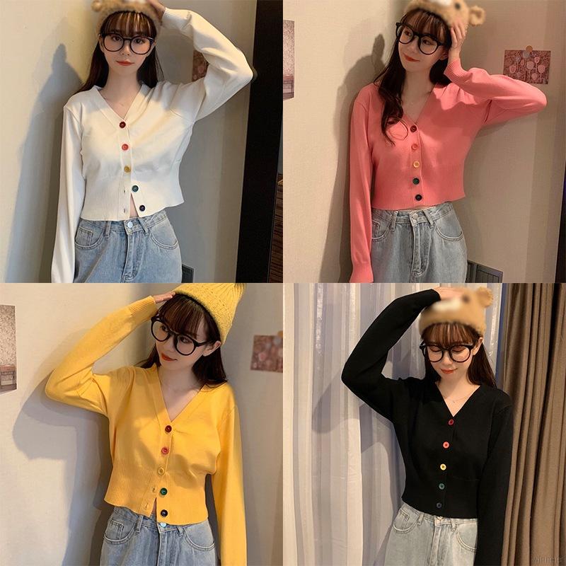 Áo Khoác Cardigan Dệt Kim Màu Trơn Phối Nút Xinh Xắn Cho Nữ | BigBuy360 - bigbuy360.vn