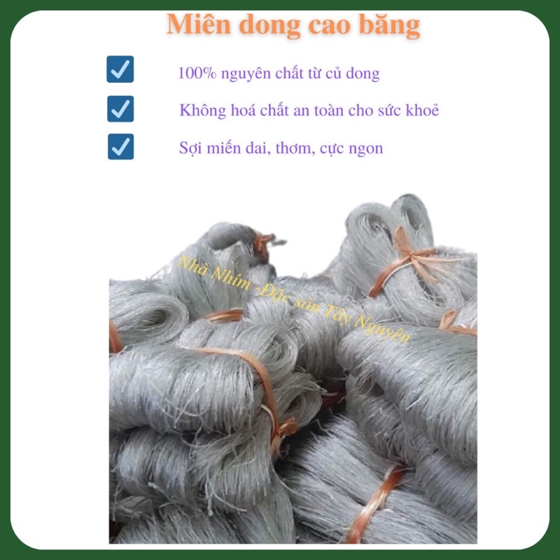 Miến Dong Cao Bằng loại 1 từ tinh bột củ dong riềng không hoá chất, sạch sẽ túi 1KG