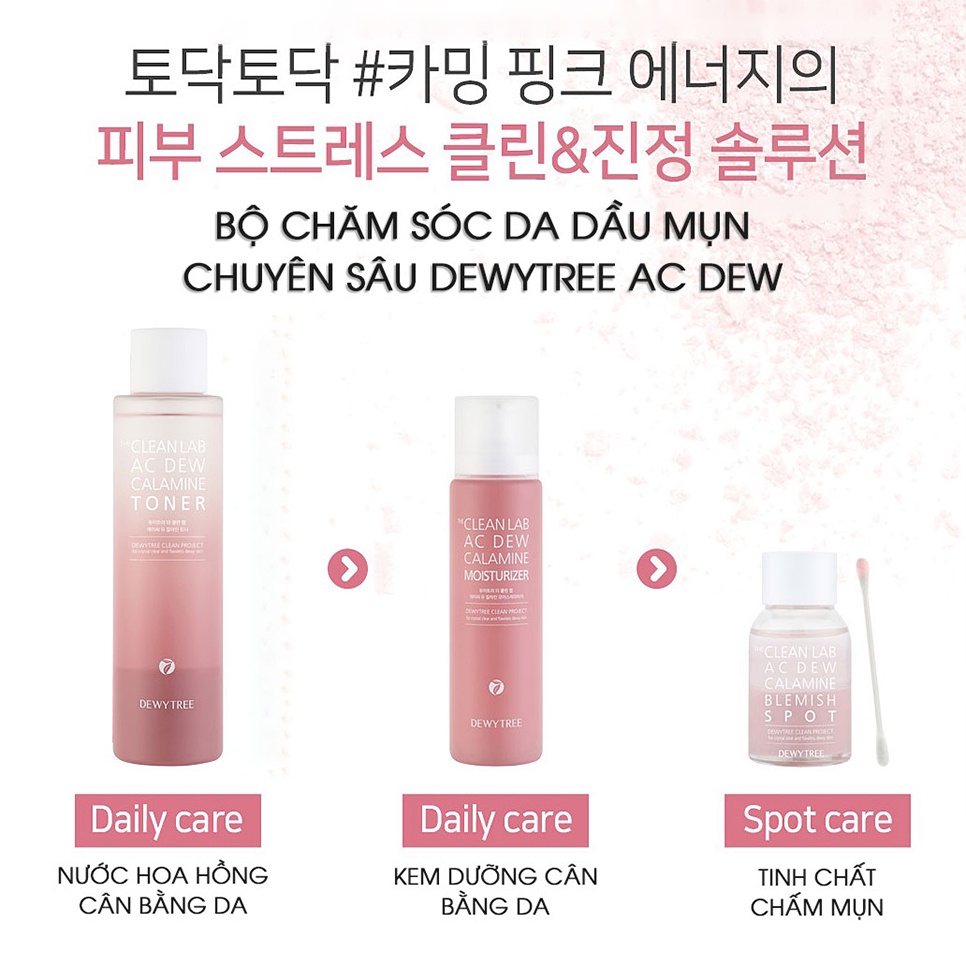 Nước hoa hồng cho da dầu mụn Dewytree The Clean Lab AC DEW Calamine Toner 200ml