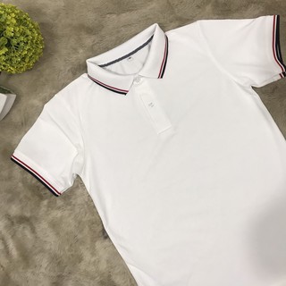 Áo thun polo nam Trắng viền đen đỏ vải cá sấu lạnh co giãn 4 chiều phối cổ