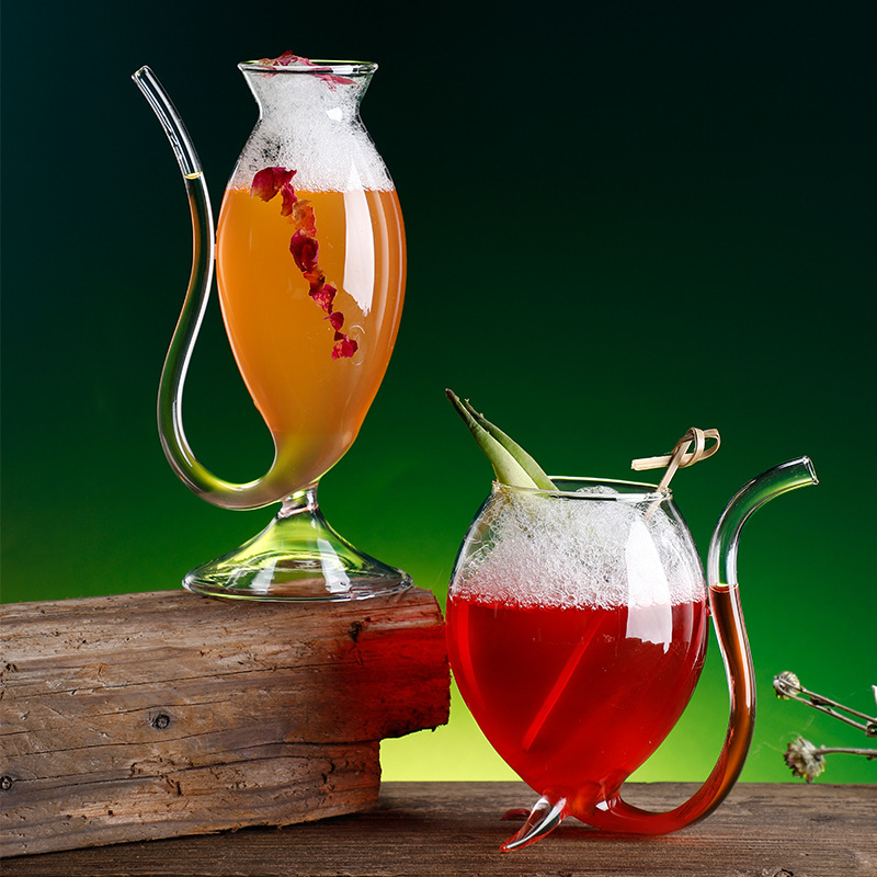 200ml Cocktail Thủy tinh Vampire Rượu Thủy tinh Nhà bếp trong suốt Độc lập bằng rơm Cốc uống nước trái cây Thủy tinh Đồ uống