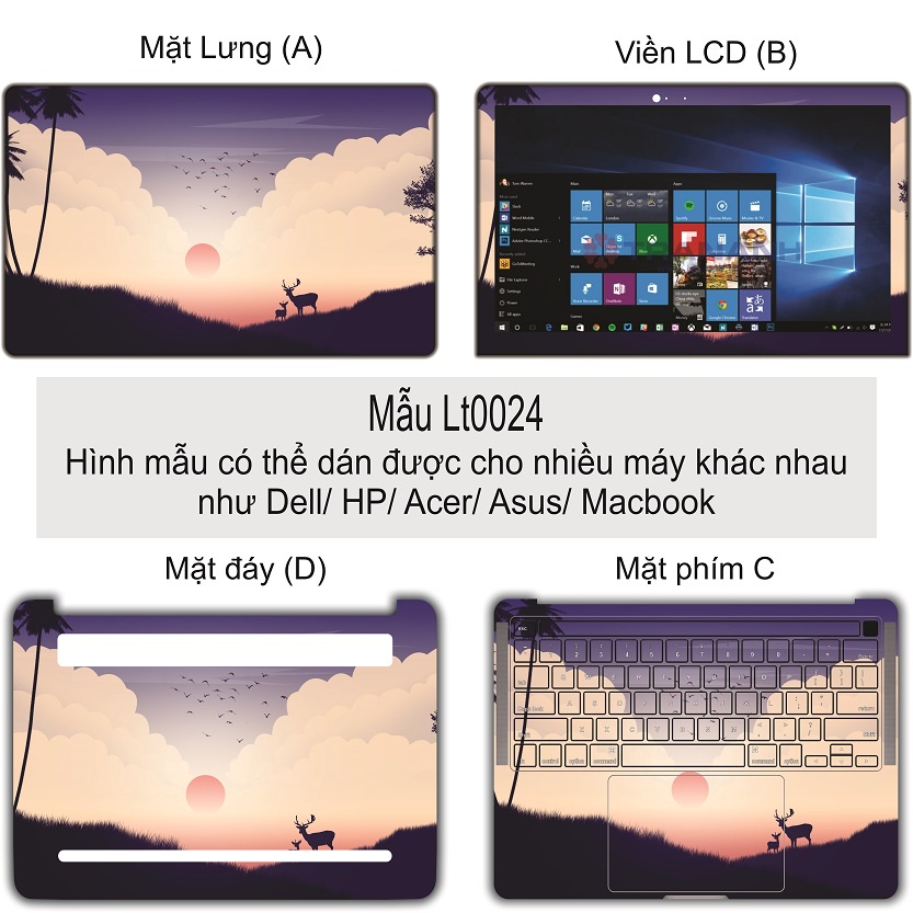 Miếng Dán Laptop - Mẫu LT024 hình phong cảnh tối - Dán cho Dell, Hp, Asus, Lenovo, Acer, MSI, Surface,Vaio, Macbook