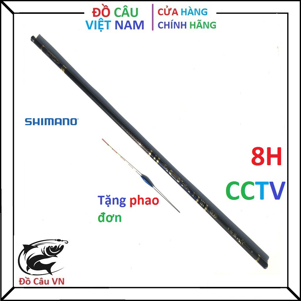 Cần câu tay Shimano 8H CCTV cần carbon 2 da , Tặng kèm phao câu đơn hàng y hình 2