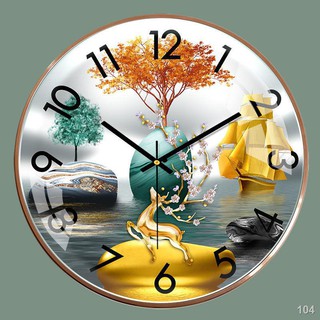 2021☞♝♟Đồng hồ treo tường gia đình siêu yên tĩnh phong cách châu Âu phòng khách Ánh sáng Bắc Âu sang trọng đồng hồ treo