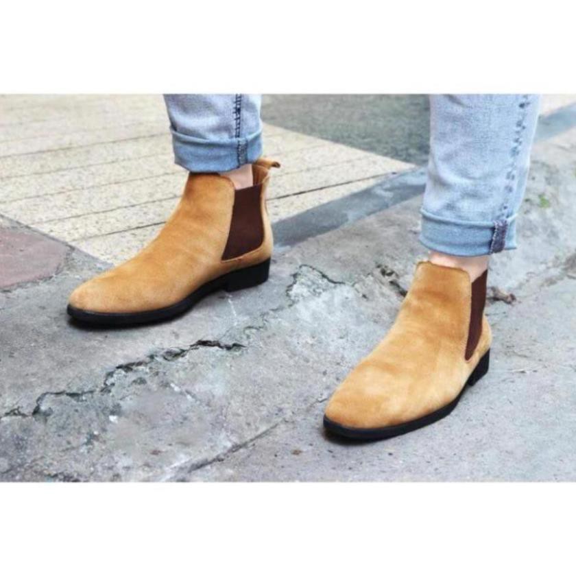 Sale [Sale 3/3] giày chelsea boot cổ cao da bò lộn 4 Màu : Đen - Xám Nhạt - Vàng - Vàng Bò (2H - 56) Sale 11 -op1 " . | BigBuy360 - bigbuy360.vn