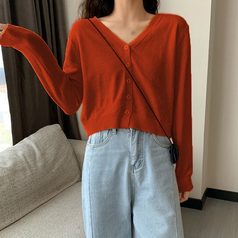 [ Mã 12FASHIONSALE1 giảm 10K đơn 50K ] Áo Khoác Cardigan Dệt Kim Cổ Tim Xinh Xắn Cho Nữ