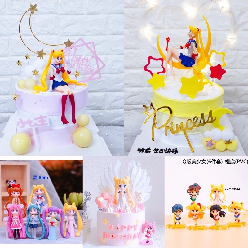 Sailor Moon Mô Hình Nhân Vật Thủy Thủ Mặt Trăng Trang Trí Bánh Kem