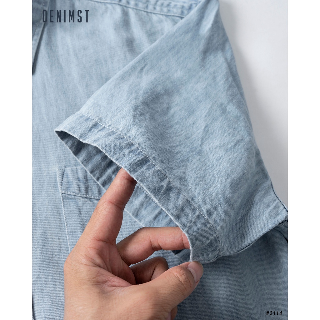 Áo Sơ Mi Nam Denim Ngắn Tay Cao Cấp DENIMST 2114 Chất Denim Dáng Slim Fit