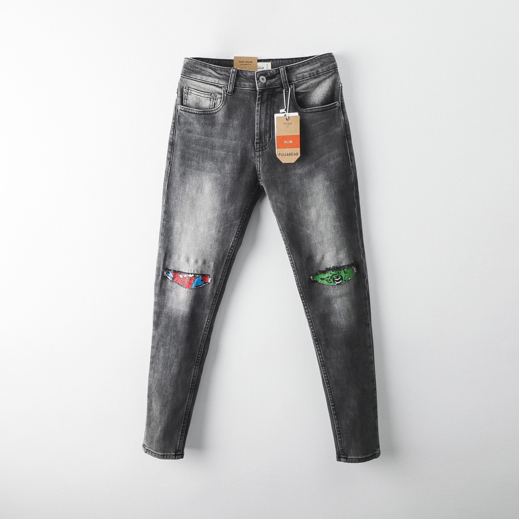 Quần bò Slimfit Gray - Xám cho nam kết hợp logo M.arvel | BigBuy360 - bigbuy360.vn
