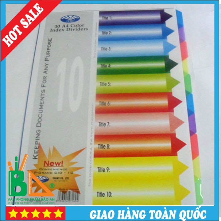 Chia File 10  Không Số Nhựa Và Giấy