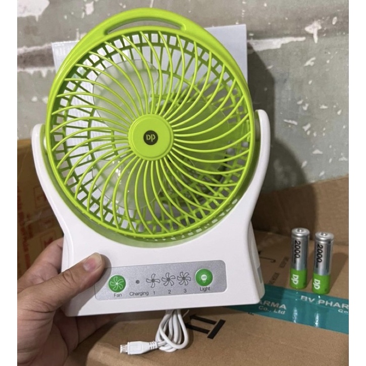 ✨ QUẠT SẠC SIÊU MÁT DP 7605 - 3 TỐC ĐỘ GIÓ CÓ ĐÈN LED BÊN HÔNG