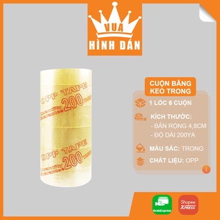 Băng keo trong, băng keo opp - loại 1 cây 2 kg 6 cuộn 48mm 50mic