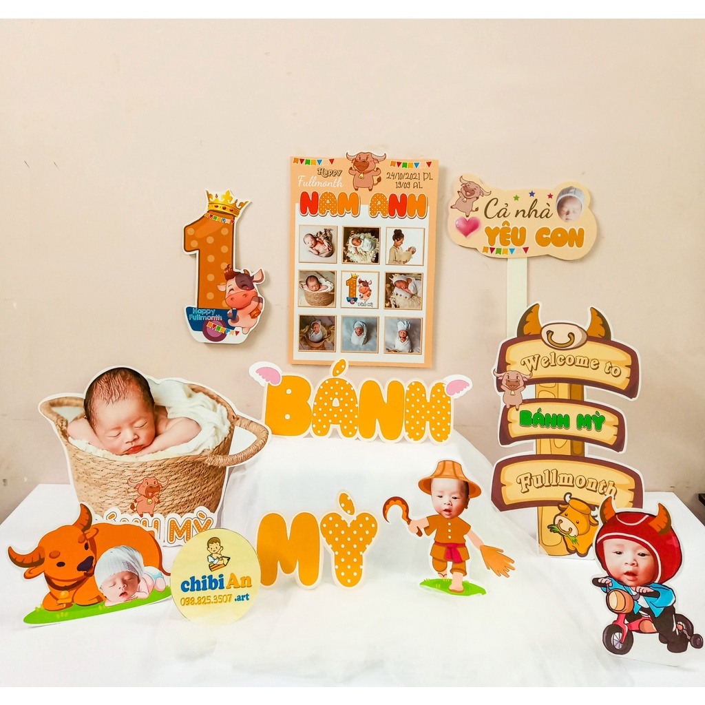 Combo thiết kế hình chibi trang trí sinh nhật cho bé theo yêu cầu