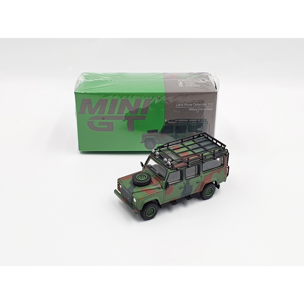 Xe Mô Hình Land Rover Defender 110 Military Canouflage 1:64 Mini GT (Xanh Quân Đội)