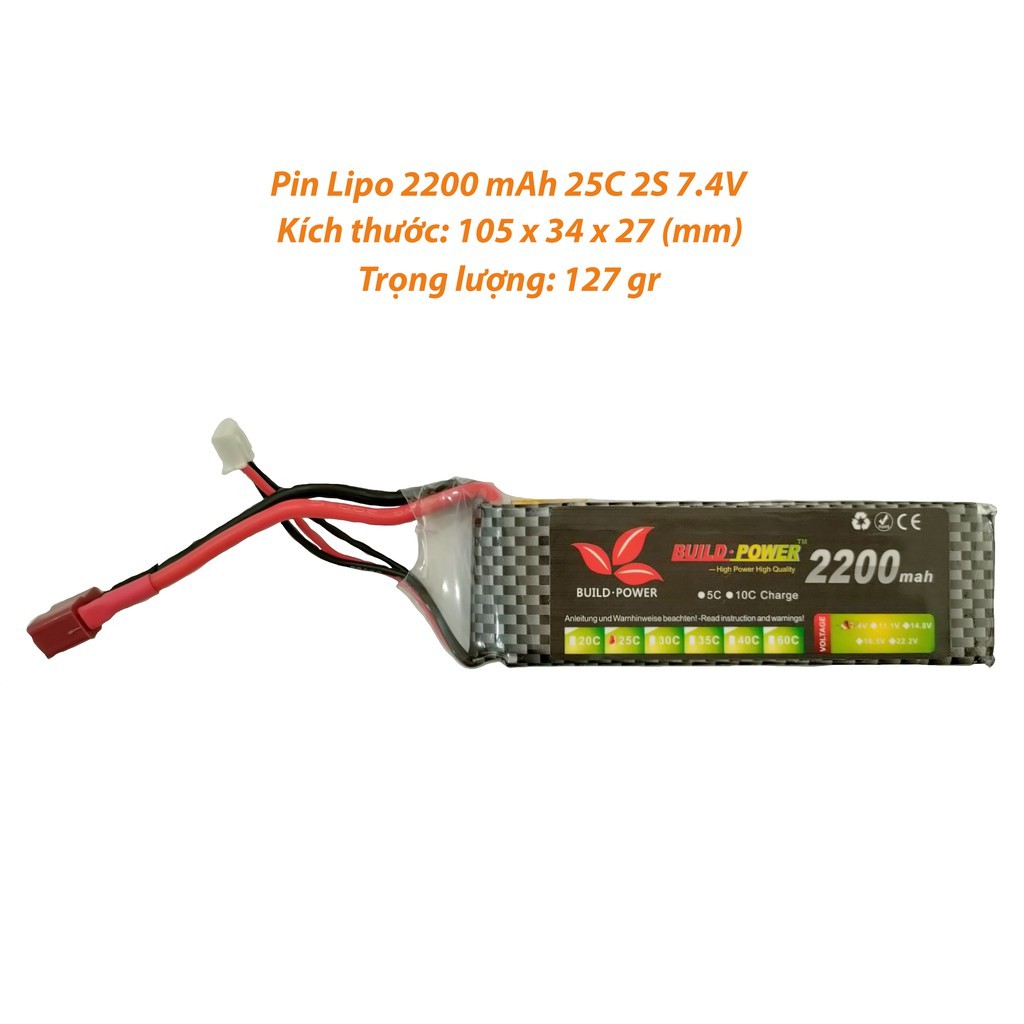Pin LIPO 2200 MAh 7.4V, 25C, 2S