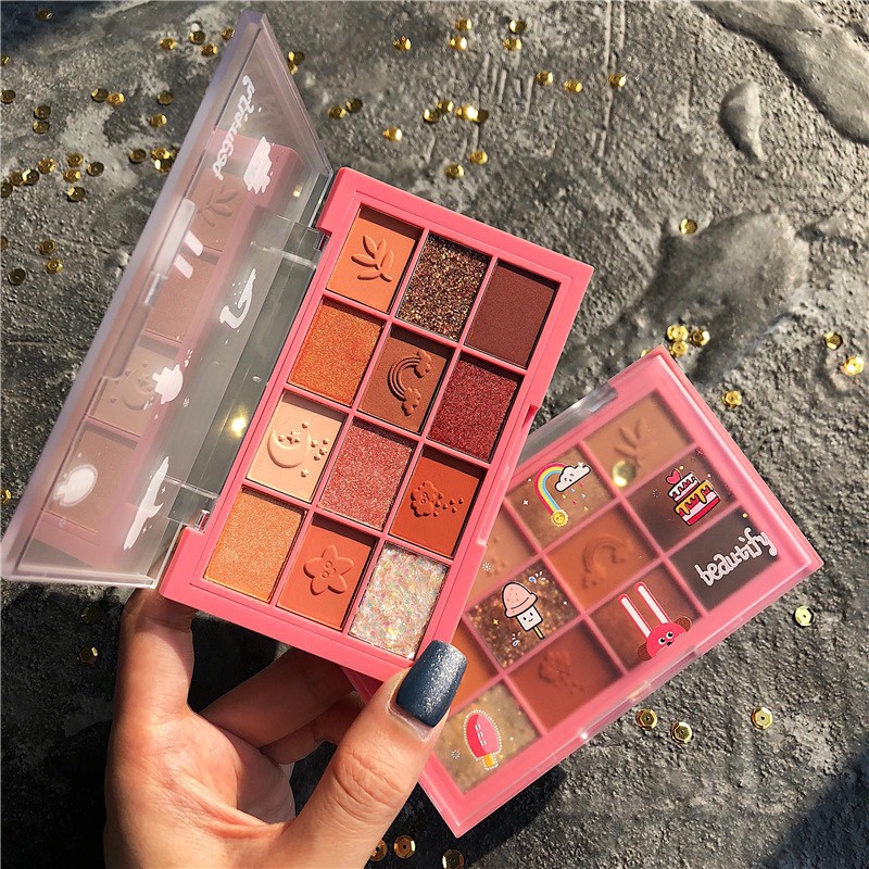 Bảng Phấn Mắt Nhũ Lì 12 Ô Sweet Mint Beautiful Bling P416